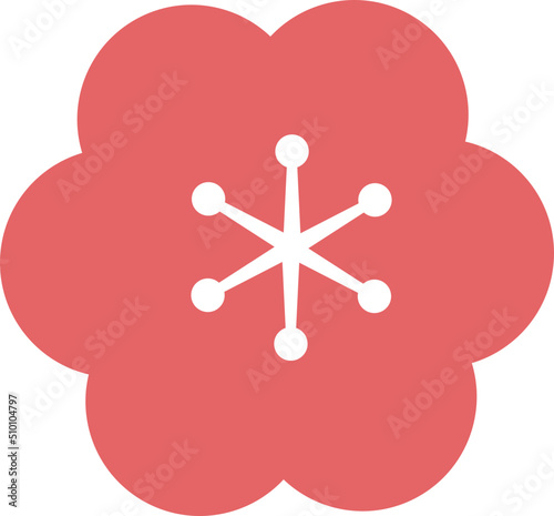 Abstract Decorative Red Flower Illustration for Japanese New Year