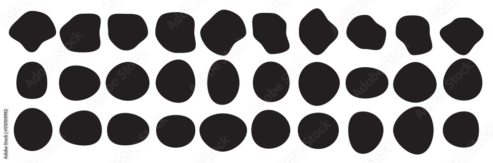 Set of 30 blob shapes. Collection of abstract vector stains for your design. Different drops in modern style.