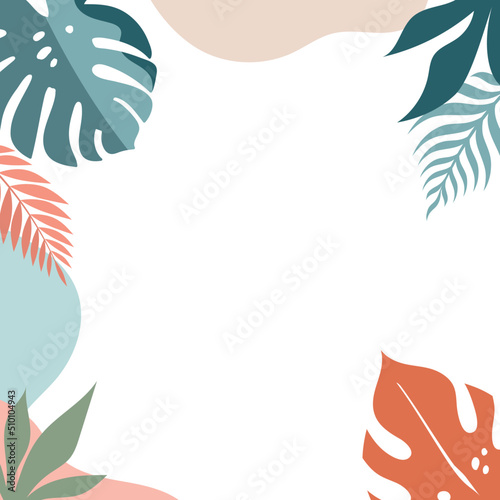Boho Botanical Summer Sale Post Frame with Tropical Leaves 