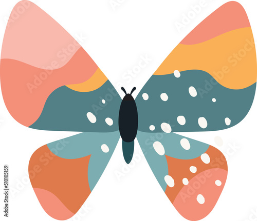 Butterfly with Boho Summer Pattern Illustration