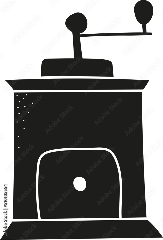 Fototapeta premium Black and White Vintage Manual Coffee Grinder/ Mill Illustration