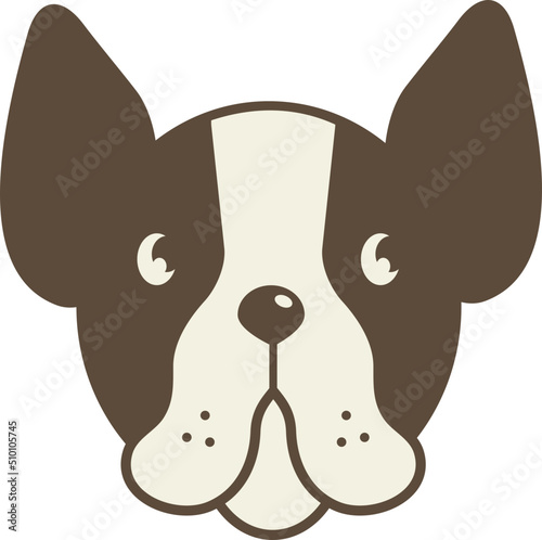 Cute French Bulldog Head Black and White Illustration