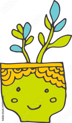 Cute Houseplant Cartoon Character Illustration