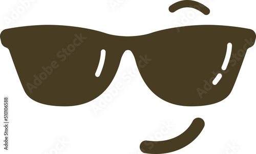 Black and White Winking Emoticon / Emoji with Sunglasses Illustration