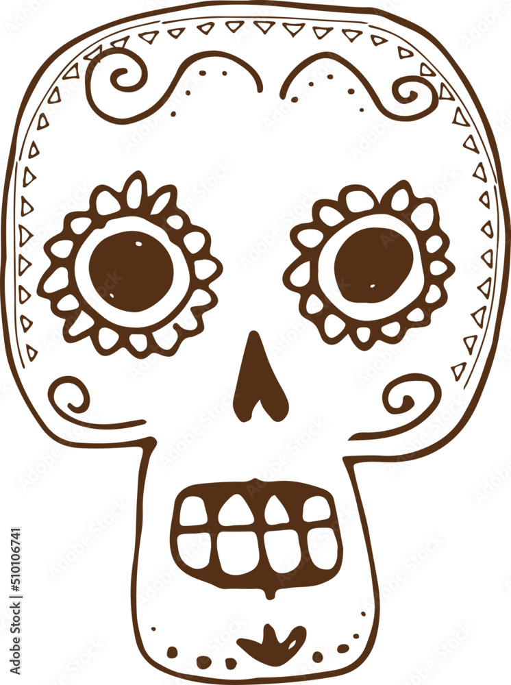 Dia de Muertos / Day of the Dead Decorative Sugar Skull Illustration