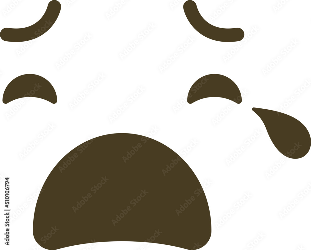 Black and White Crying Emoticon / Emoji Illustration Stock Vector