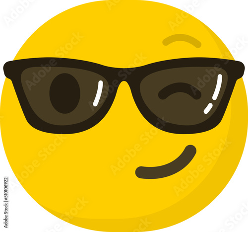 Winking Emoticon / Emoji Character with Sunglasses Illustration