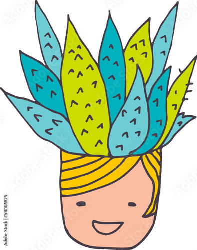 Cute Aloe Vera Plant Cartoon Character Illustration