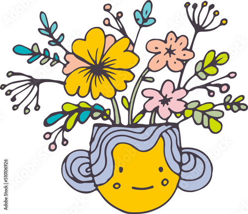 Cute Flowerpot Cartoon Character Illustration