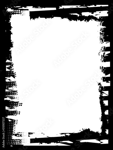 Set of Grunge Black and White Frames . textured rectangles for image