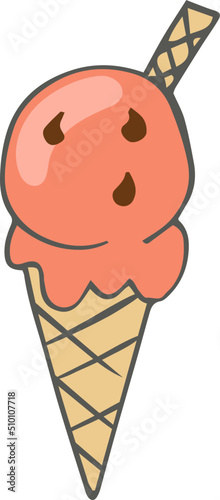Hand Drawn Ice Cream Cone Vintage Illustration