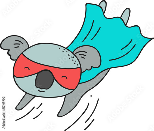 Cute Koala Superhero Cartoon Character Illustration