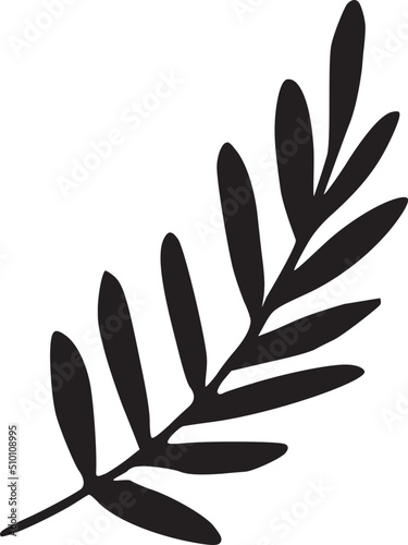 Black palm Leaf Doodle Illustration