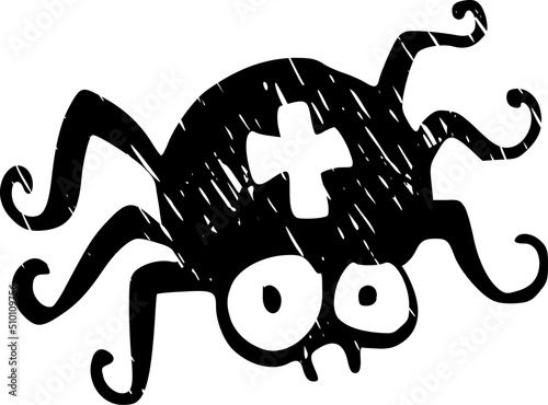 Black Textured Spider Illustration