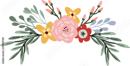 Colorful Flowers Olive branches 1 Illustration photo