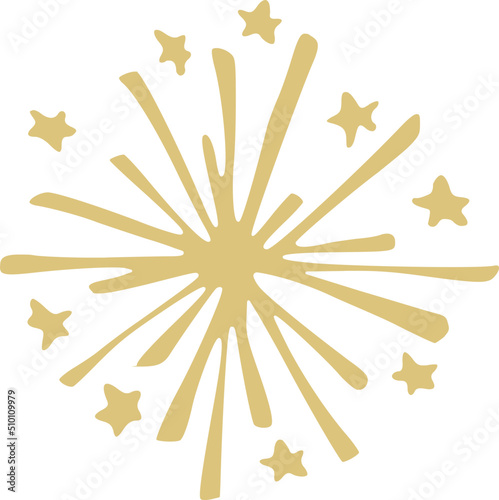Golden Fireworks Beams Stars Illustration