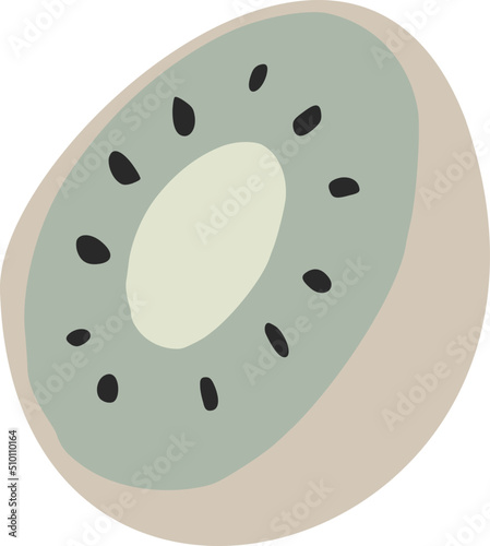 Green Kiwi Fruit Half Illustration