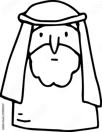 Muslim Man Scarf Doodle Illustration