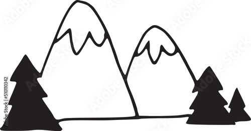 Mountains Landscape Doodle Illustration