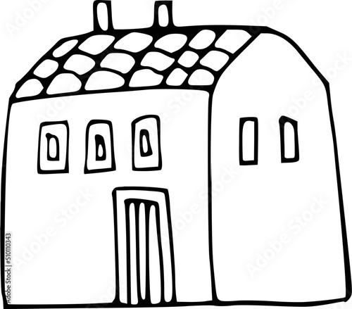 Cottage House Doodle Illustration