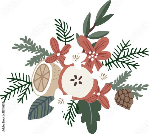 Floral Bouquet Lemon Apple Illustration