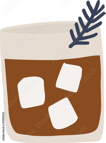 Brown Lemonade Drink Ice Rosemary Illustration