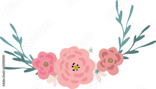 Pink Rose Flowers Garland Illustration