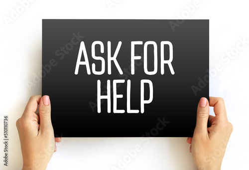 Fotografía Ask For Help text on card, concept background