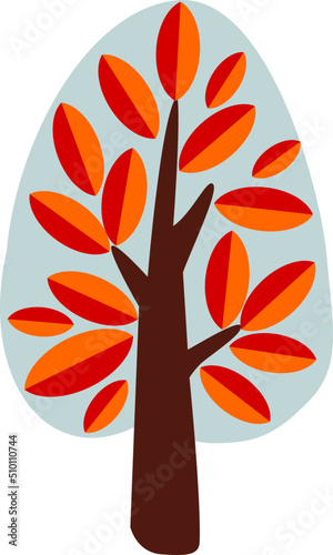Pear Tree Red Leaves Illustration