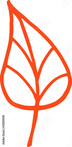 Red Line Linden Leaf Illustration