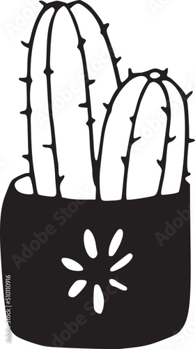 Potted Plant Cactus Doodle Illustration
