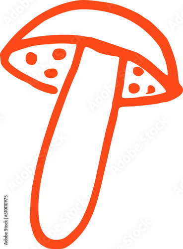 Red Line Oak Acorn Doodle Illustration