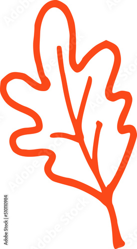 Red Line Oak Leaf Illustration
