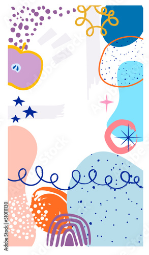 Vertical frame with abstract shapes