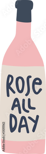 Rose Wine Tall Bottle Illustration