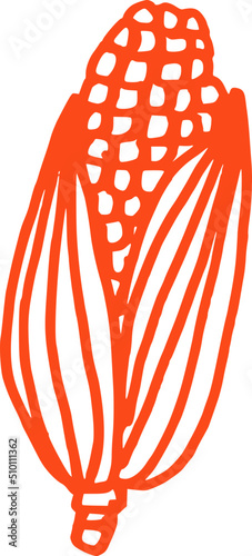 Red Line Corn Doodle Illustration