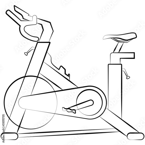 indoor bike, spin bikes, Indoor cycling sketch drawing, contour lines drawn photo