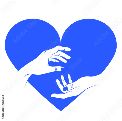 Symbol of heart and human hands illustration