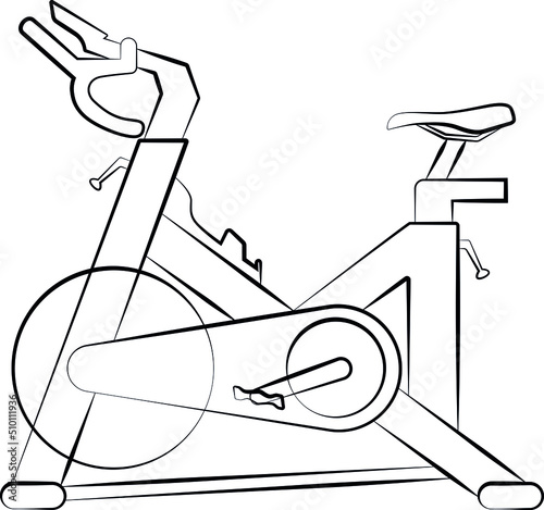 indoor bike, spin bikes, Indoor cycling sketch drawing, contour lines drawn