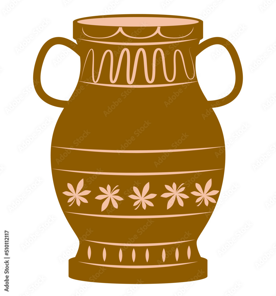 Clay or ceramic antique vase illustration