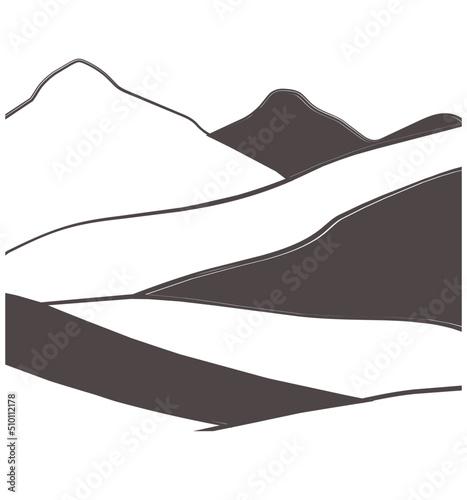 Line landscape with mountain illustration