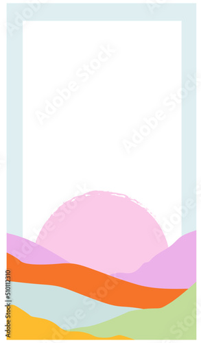 Photo frame with colorful landscape 