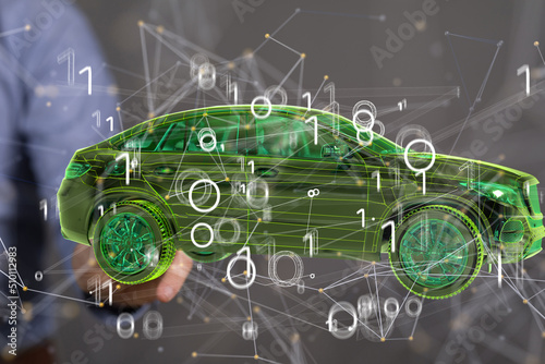 Autonomous car with HUD gra...