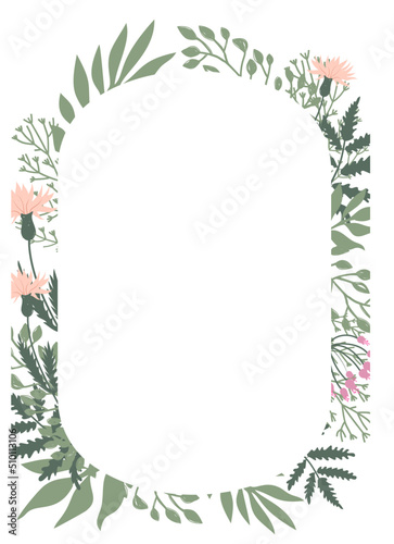 Spring frame with flowers and plants