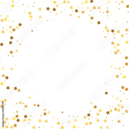 Golden Star Frame Confetti. Abstract Geometric Wreath.