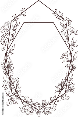 Hand drawn floral geometric frame