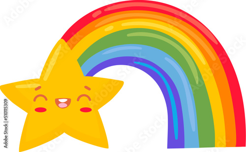 Funny star with rainbow tail