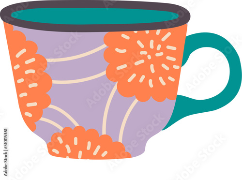 Porcelain cup with floral pattern