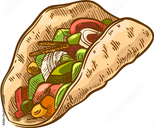 Hand drawn Mexican taco