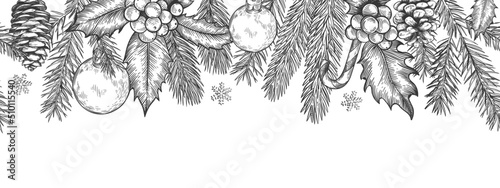 Christmas seamless green border